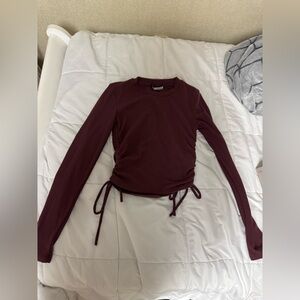 Zara Women's Burgundy Long Sleeve Top